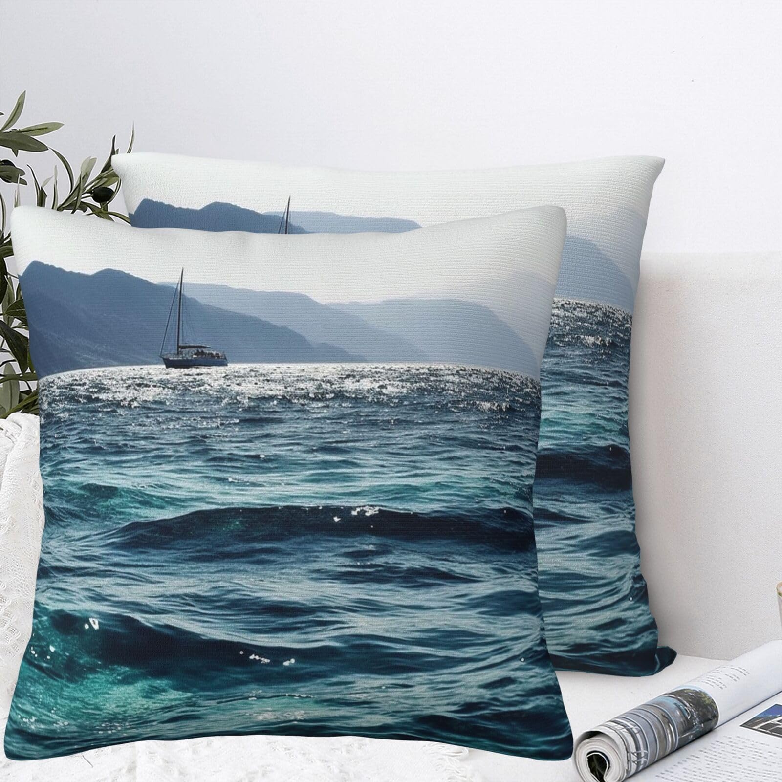 QMKFWT Beautiful Sea Plush Throw Pillow Covers 20"X20",Soft Cozy Couch Cushion Covers Decorative Pillow Cases for Holiday Home Bedroom Sofa Decors