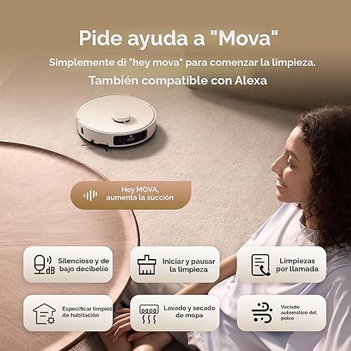 Miniatura 6 de Mova P10 Pro Ultra Robot Aspirador y Trapeador 13,000 Pa Succión, 140F Agua Caliente Auto Trapeador Lavado y Secado, Trapeador extensible de doble