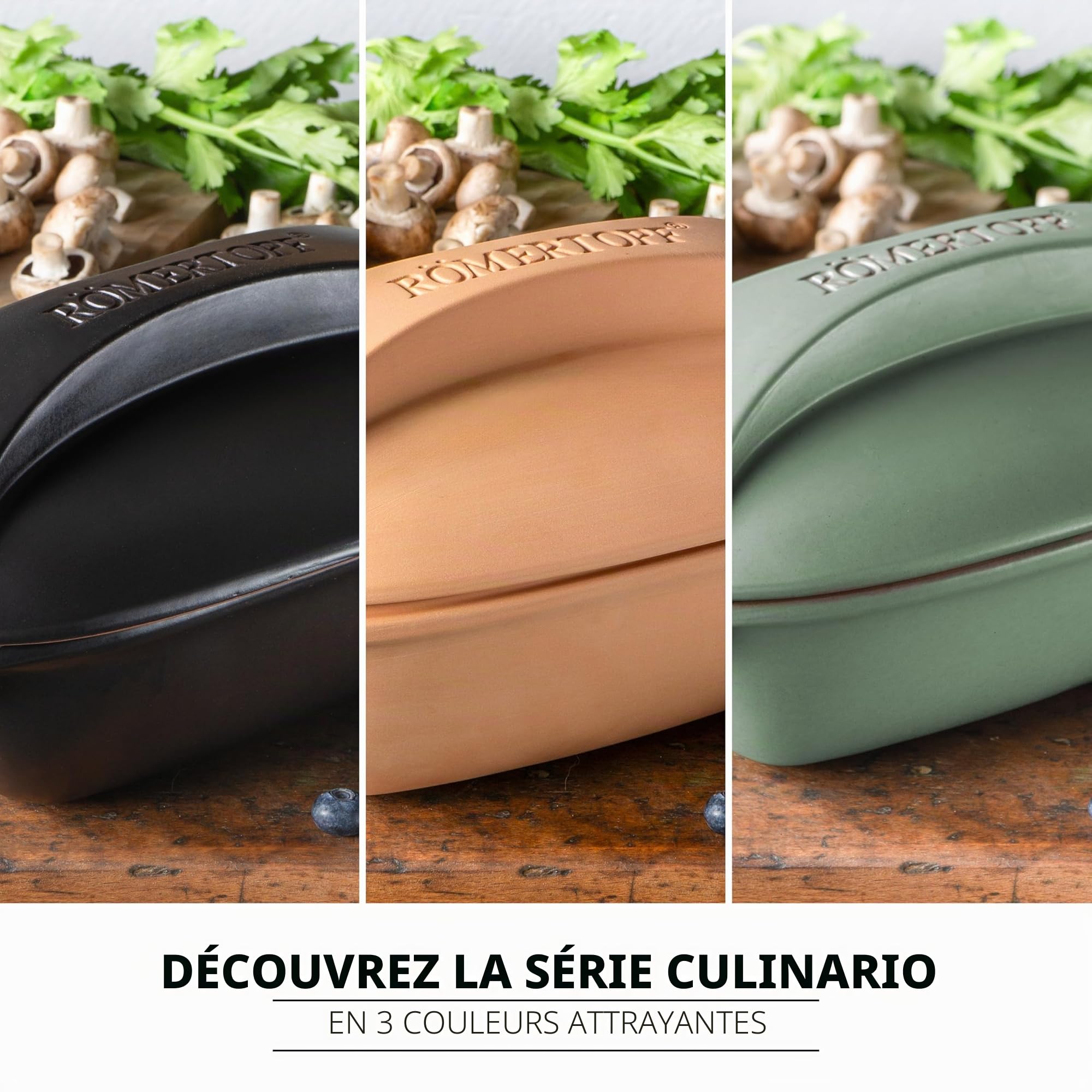 Römertopf CULINARIO Cocotte pour 4 personnes – Cocotte de 3 litres avec couvercle en céramique – Pour mijoter, rôtir et cuire à la vapeur – Passe au four