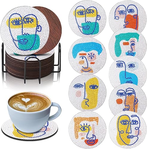 TAVOLOZZA 9 posavasos de pintura de diamante, juego de posavasos de arte de diamante, posavasos de pintura de diamante para principiantes y niños, TAVOLOZZA 9 posavasos de pintura de diamante, juego de posavasos de arte de diamante, posavasos de pintura de diamante para principiantes y niños,