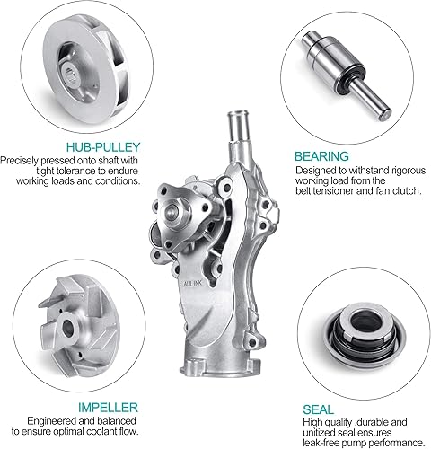 Miniatura 4 de Bomba de agua AULINK AW6662 con termostato 130-2140 Reemplazo OE para Buick Encore 2013-2020, Chevy Cruze 2011-2015, Cruze Limited 2016, Sonic
