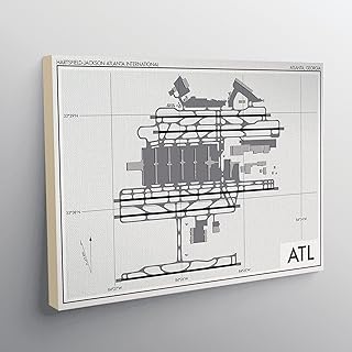 MG Global Hanging Canvas Print of Hartsfield Jackson Atlanta International Airport 2 | 8x12 12x18 16x24 20x30 24x36 Minimalist Wall Art for Gift | Minimalism Home Office Decor