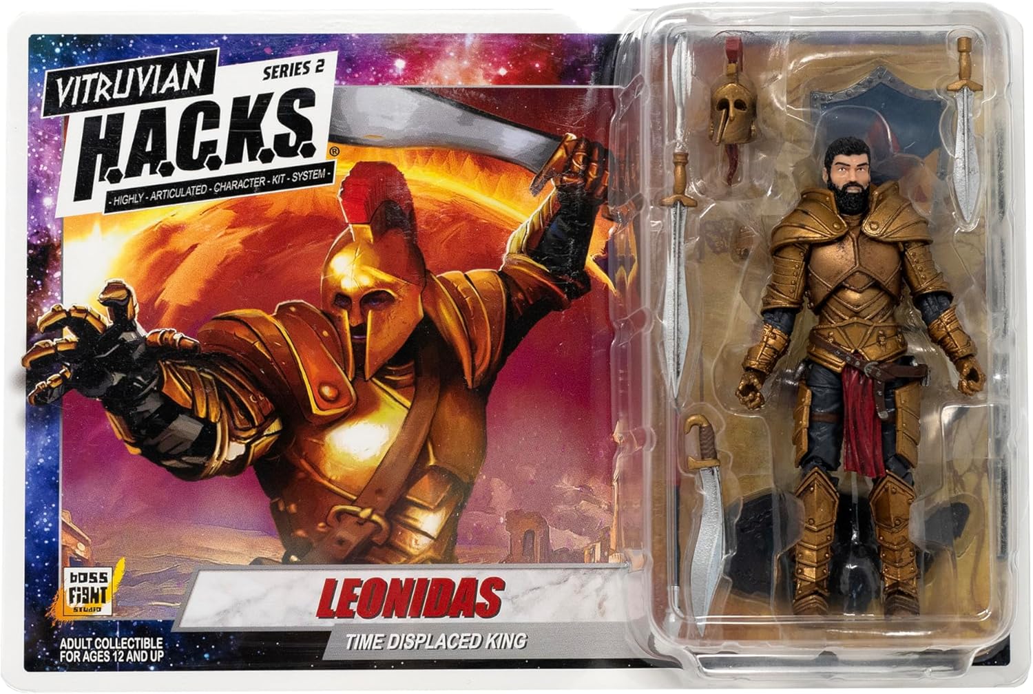 Boss Fight Studio Vitruvian H.A.C.K.S. Fantasy Series - Leonidas V3 Action Figure - Highly Articulated Collectible and Customizable Figurine with Interchangeable Parts and Accessories - 1:18 Scale