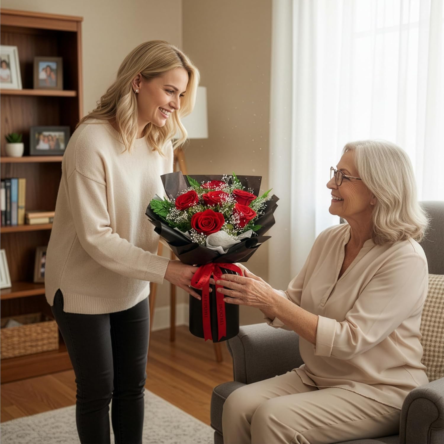 TUCCI FLORAL-Preserved Real Red Roses Bouquet, Forever Flowers with Baby’s Breath, Long Lasting Luxury Gift for Birthday, Anniversary, Mother’s Day Girlfriend Wife Grandma Her Women, Delivery Tomorrow