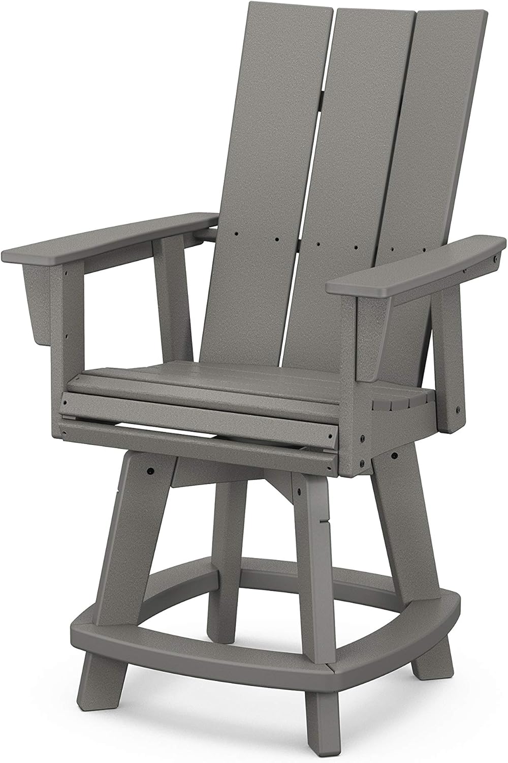 POLYWOOD® Modern Curveback Adirondack Swivel Counter Chair in Slate Grey