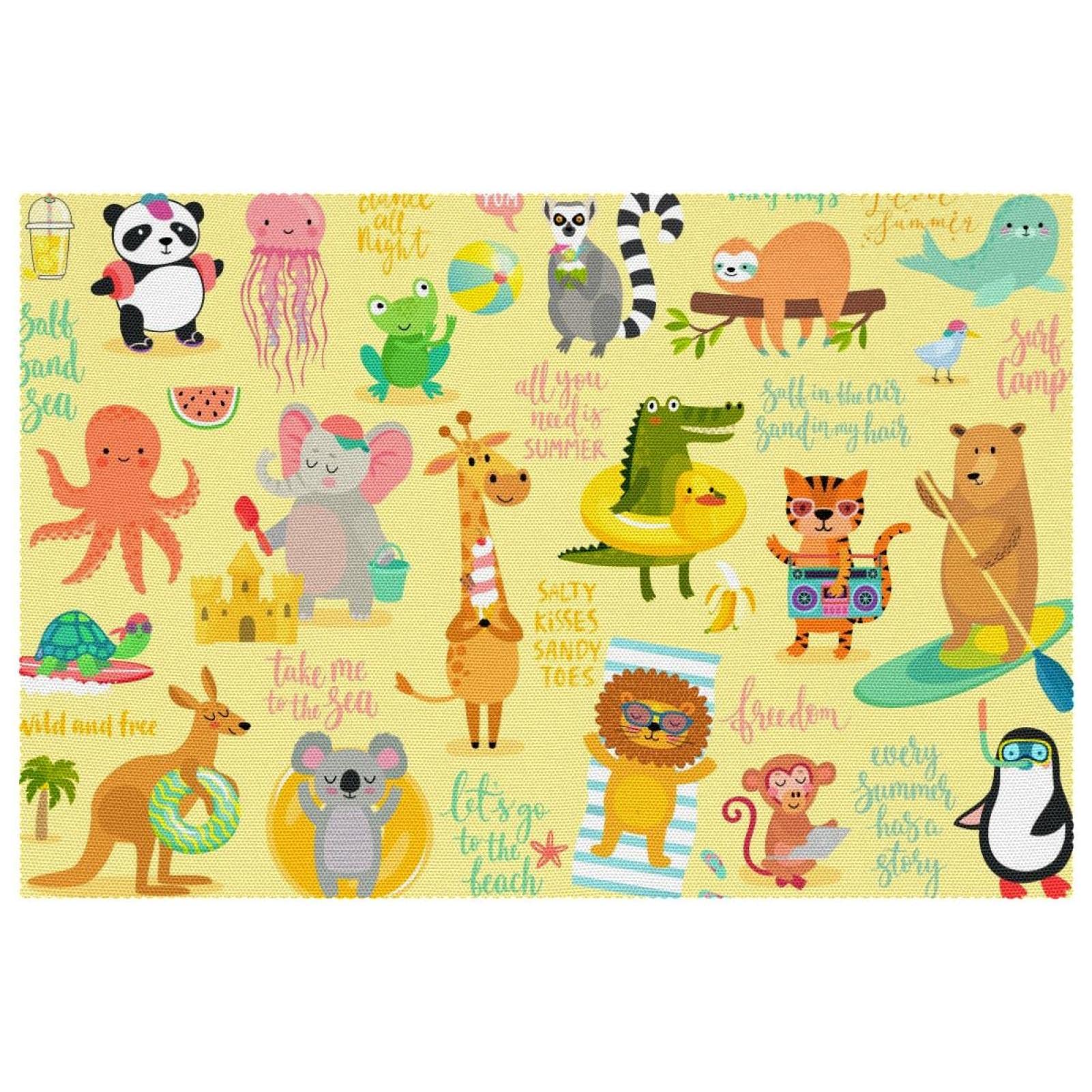 Sets de table animaux rectangulaires 30x45cm lavables pour table de cuisine