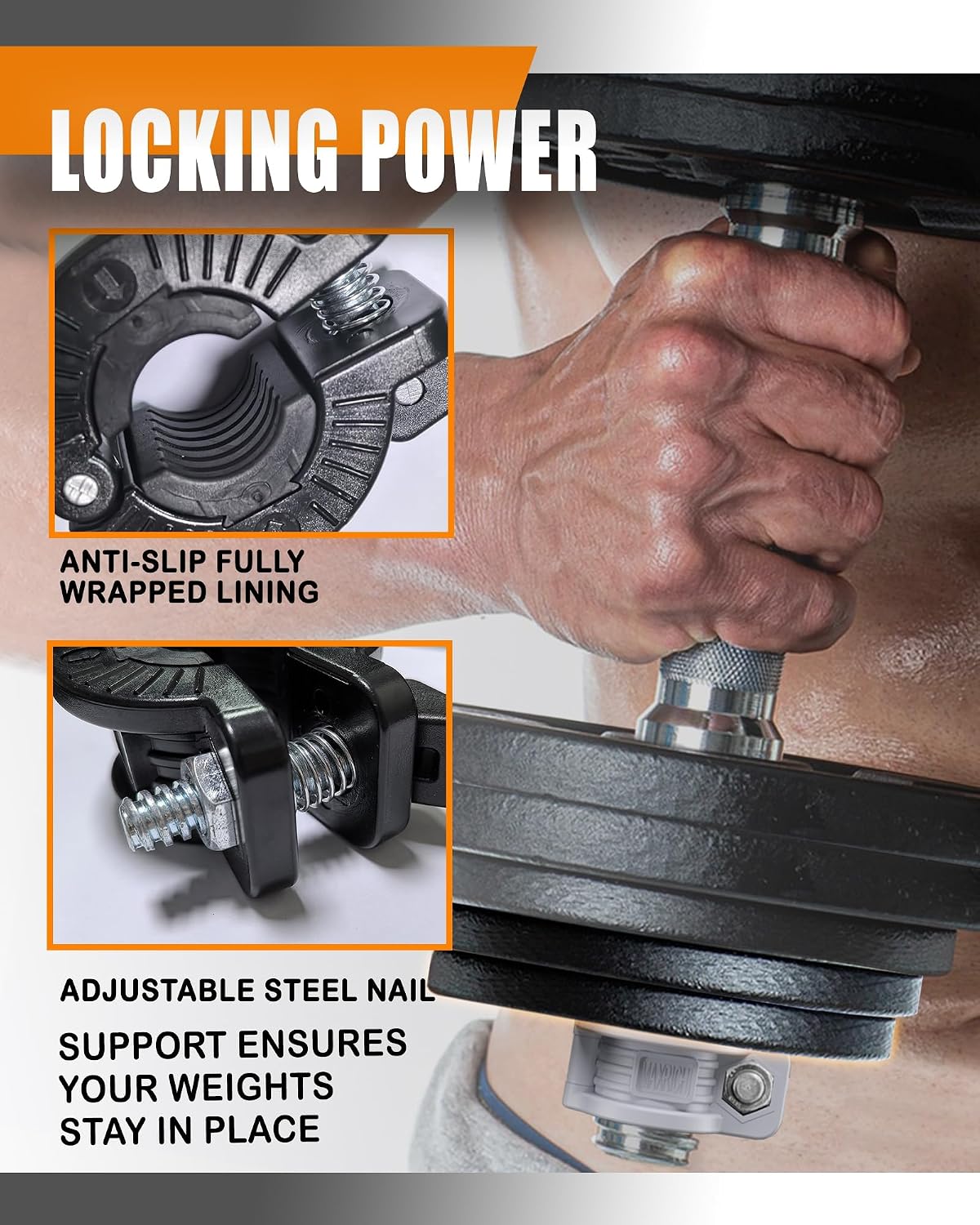 MAXRICH T Barbell Clamp 1 inch Multiple Sizes & Adjustable Weight Clips for Barbell Quick Release Barbell Clips|Barbell Collar Bar Locks for Weight Lifting (Gray) image 3