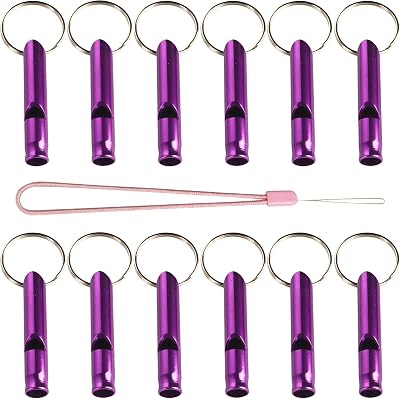 12Pcs Aluminum Whistles with Keychain,Loud Emergency Survival Whistle with Key Ring for Outdoor Sports, Camping, Hiking, Training