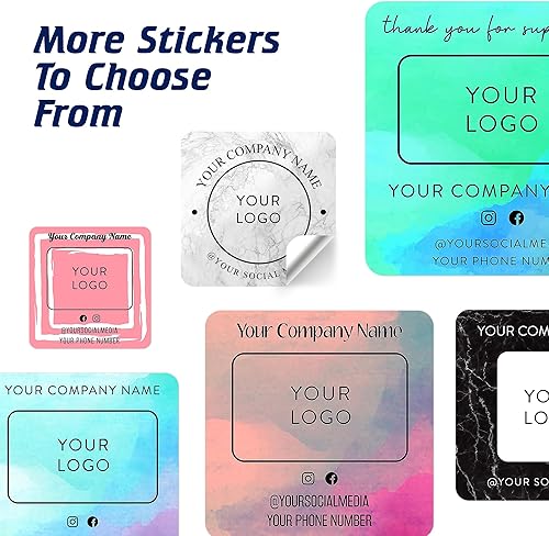 Vista 112 de DayStar Custom Signs & Design, Paquete de 60 calcomanías rectangulares personalizadas de vinilo personalizadas para logotipo de pequeñas empresas