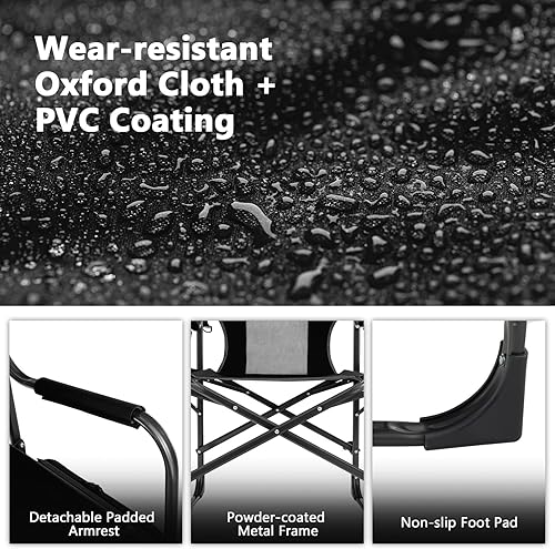 Miniatura 8 de COSTWAY Silla de camping plegable, silla de director resistente que soporta 400 libras para adultos con mesa auxiliar, bolsa de refrigeración,