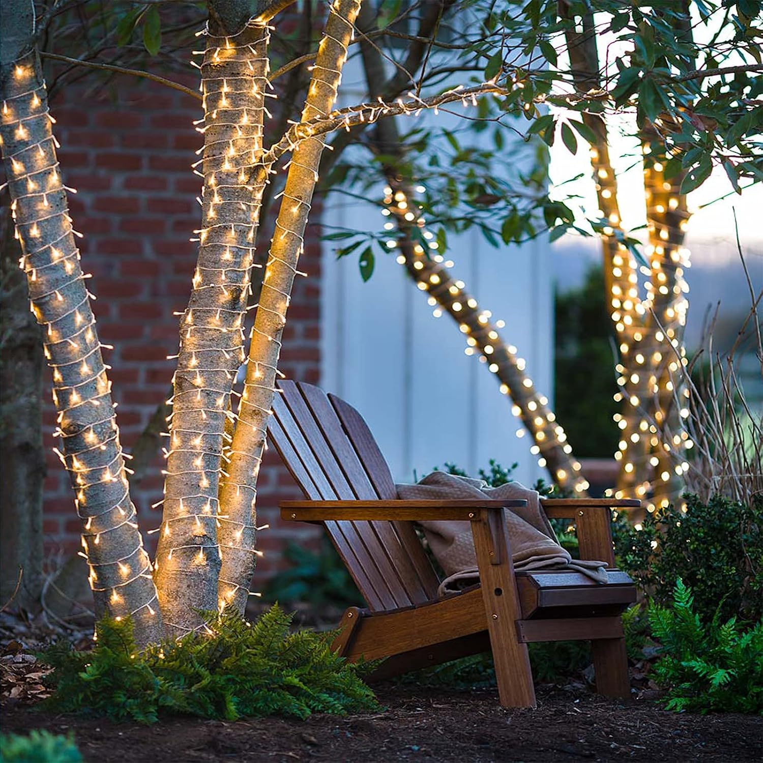 IDEAALS 2-Pack 75FT 200 LED Clear Wire Solar String Lights, Super Bright Solar Christmas Lights Outdoor with 8 Lighting Modes, Patio Yard Tree Christmas Wedding Party Decor (Warm White)