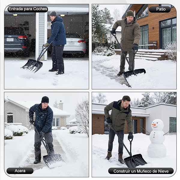 GYMAX 135 cm Pala para Nieve Desmontable, Quitanieves con Asa Auxiliar, Hoja de 45 cm de Ancho, Banda de Desgaste de Aluminio, Agarre en D, Herramienta para Limpieza Invernal, para Coche Garaje - 4
