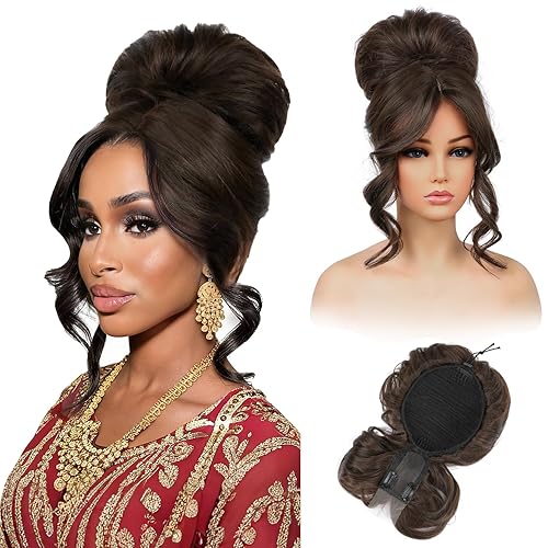 REECHO Messy Bun Hair Piece with Bangs – 2-in-1 Drawstring