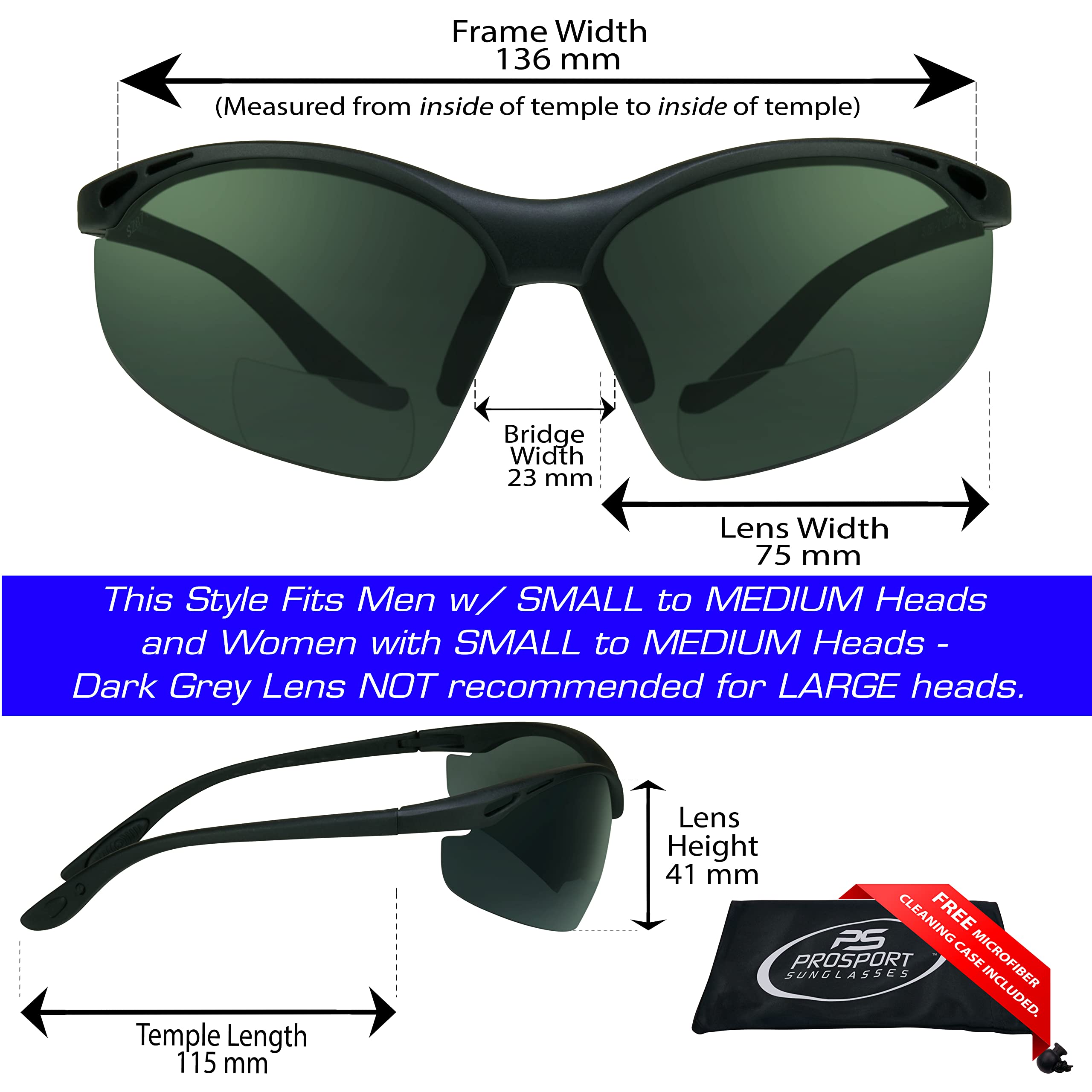 proSPORT Bifocal Safety Glasses Reader +3.00 Smoke & Yellow Night Vision Lens Z87 Wrap-Around