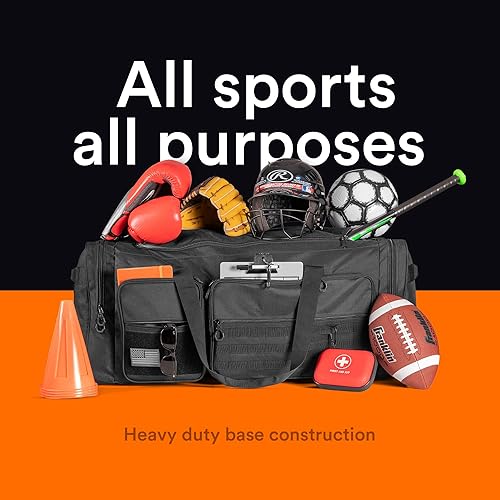 Miniatura 3 de Fitdom Bolsa de viaje extra grande de 130L y 36 pulgadas con correa ajustable para el hombro y 7 compartimentos. Perfecto para fútbol, béisbol,