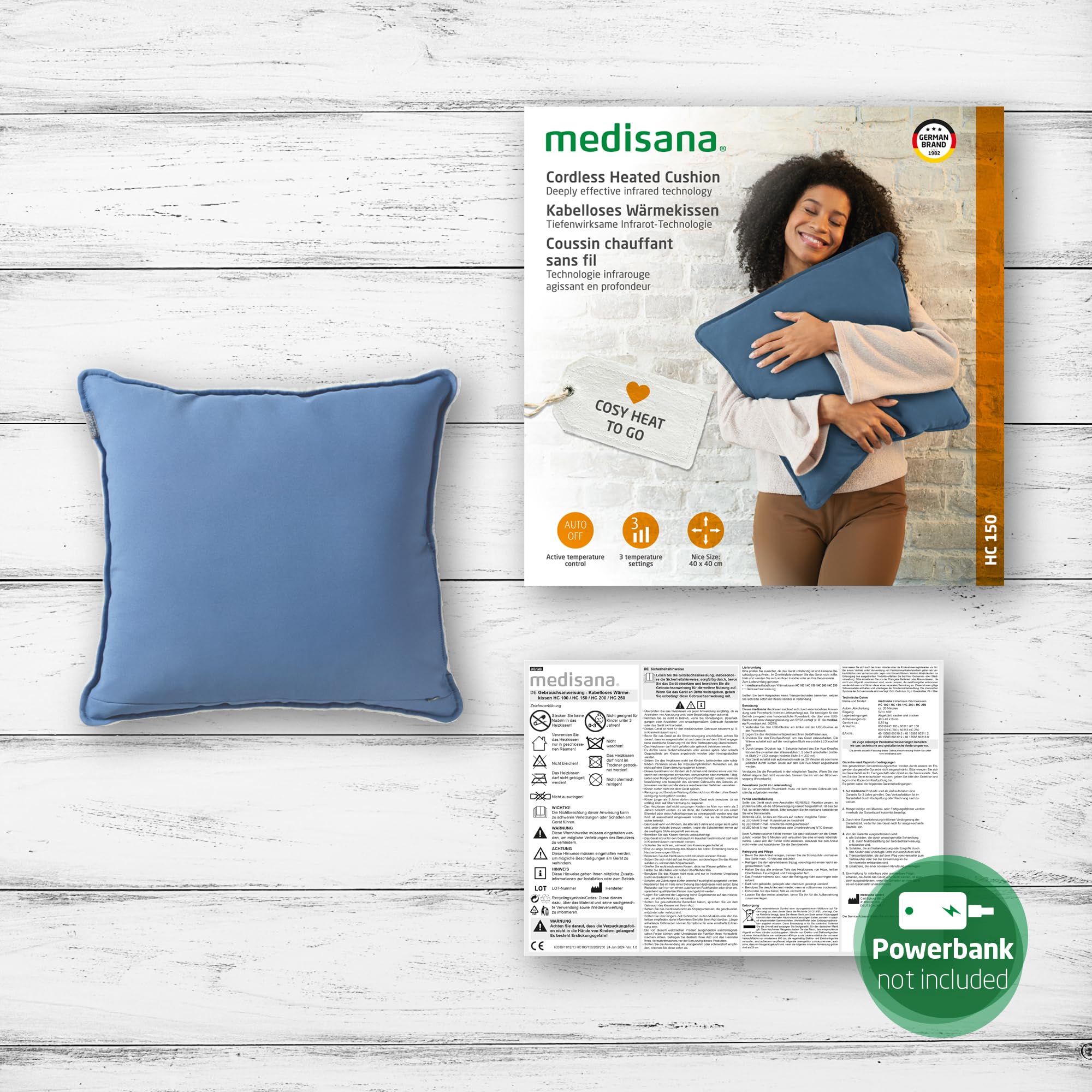 medisana HC 150 manta electrica con calor infrarrojo, almohadilla electrica | con desconexión automática para espalda, hombros, cuello, manta eléctrica e inalámbrica para casa y de viaje