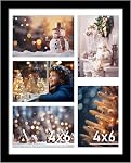 VIOLABBEY 8x24 Cadre d'image de collage, Fits 5 4x6 Photos avec Mat ou une 8x24 Photos sans tapis pour le mur, Cadres de photo Collage 4x6 Cadre d'image Collage noir 8x24 Photo sans tapis, décoration murale