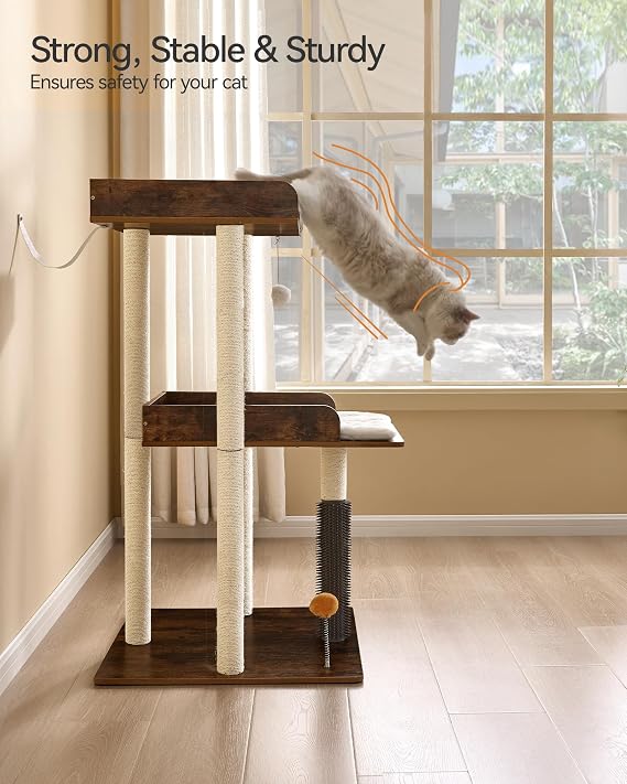 FourFurPets Cat Tree for Large Cats, Wooden Cat Tree for All Ages Cats