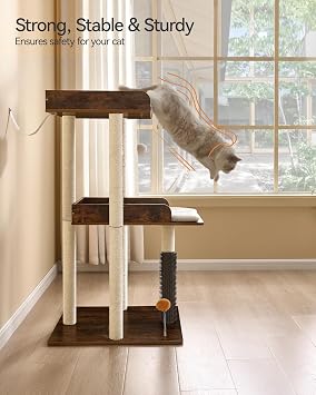 FourFurPets Cat Tree for Large Cats, Wooden Cat Tree for All Ages Cats