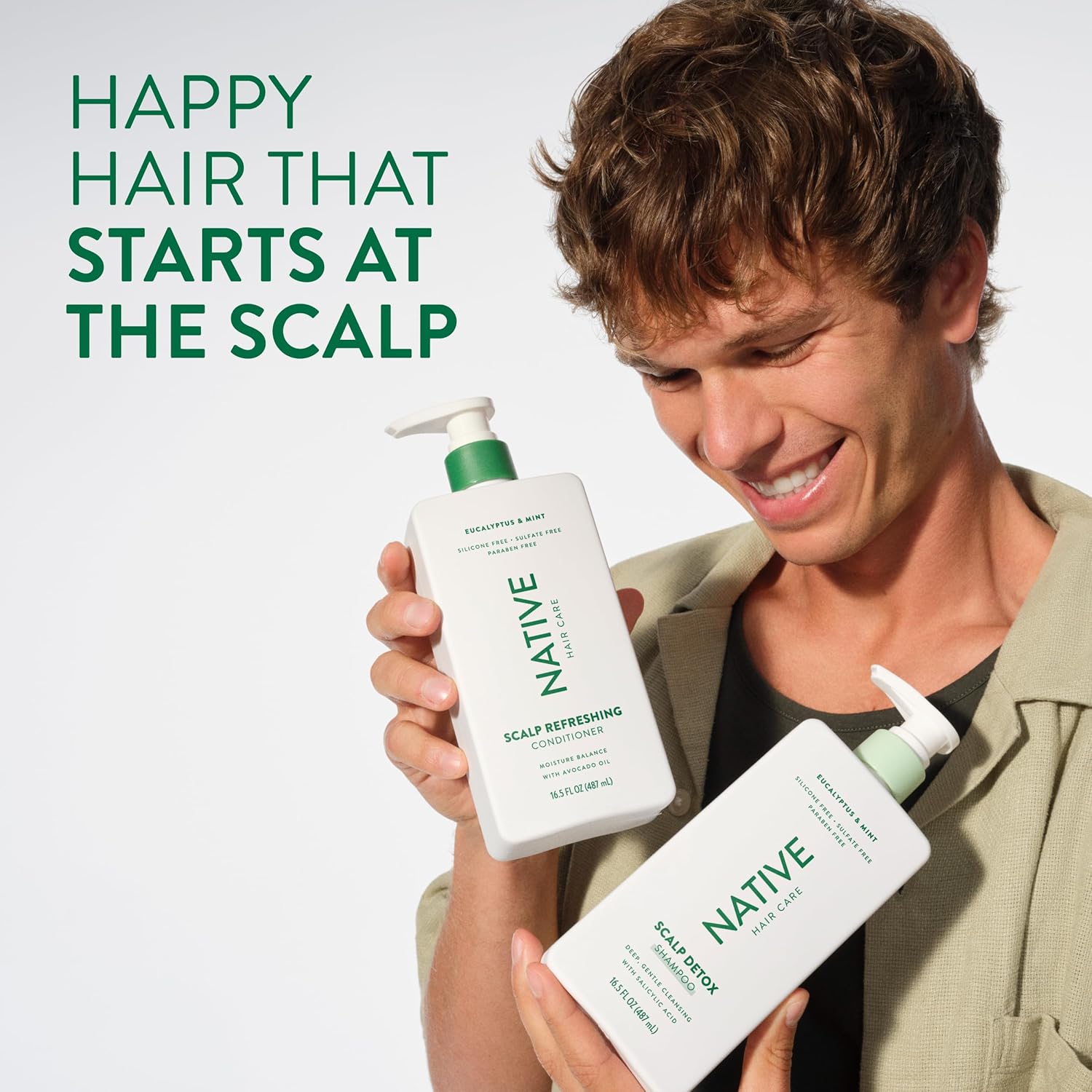 Native Scalp Detox Shampoo and Conditioner, Eucalyptus & Mint, Naturally Derived Ingredients | All Hair Types, Color & Treated, Fine to Dry Damaged, Sulfate & Dye Free - 2-Pack