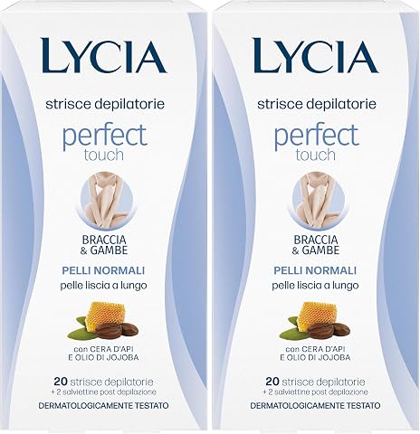 Lycia, Strisce Depilatorie in Gel per Braccia e Gambe, Nutrienti ed Emollienti, con Olio Naturale di Jojoba e Cera...