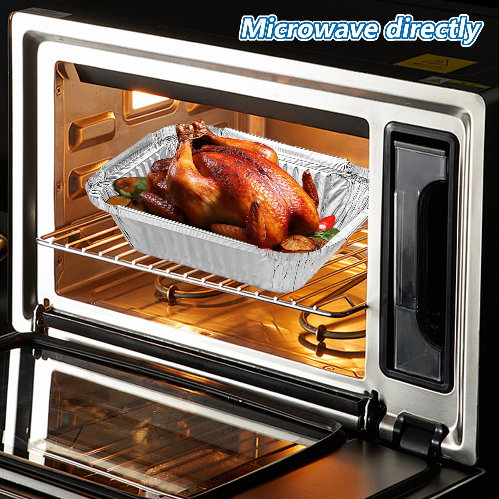MIVIDE Lot de 30 barquettes aluminium couvercle - 1600 ml - 25 x 15,5 x 7,3 cm - Jetables - Alimentation, congélation, cuisson, barbecue