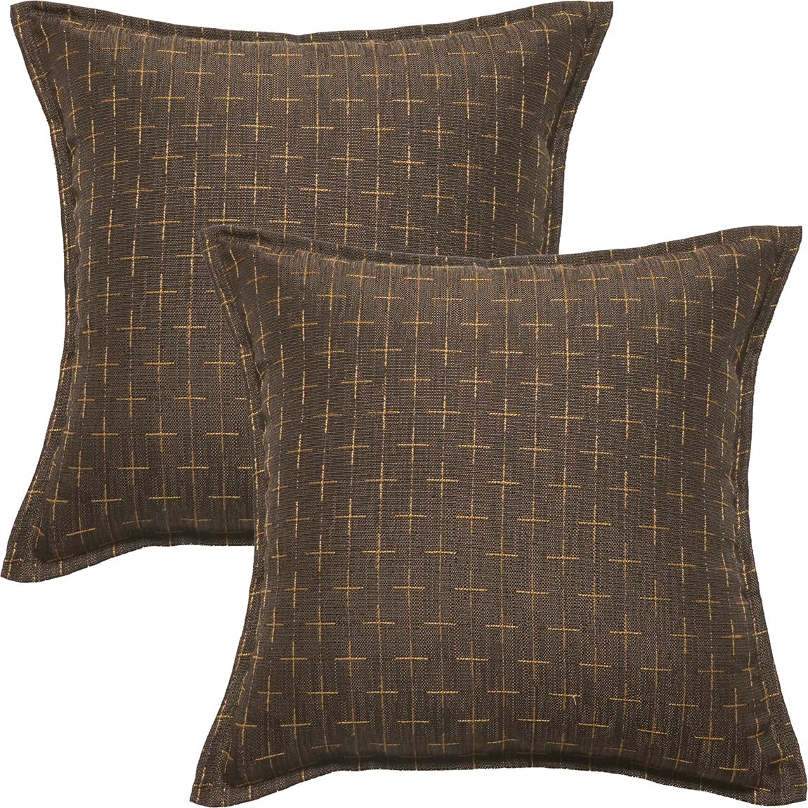 Woven Textured Decorative Couch Cushion Covers 45X45cm Set of 2 Dark Coffee