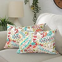 Vista 77 de Paquete de 2 almohadas lumbares impermeables para exteriores con rellenos, 12 x 20 pulgadas, almohada decorativa rectangular para patio, hogar