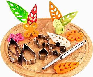 7-Piece Stainless Steel Fruit & Vegetable Carving Set – Floral & Leaf Cut-Out Tools with Punch Knife for Kitchen Art, Garnishing, Party Platters