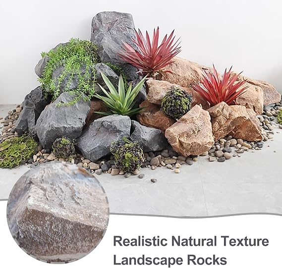 Solid Fake Rocks Outdoor Faux Rock Cover PU Foam Artificial Landscape Boulder Realistic Natural Texture Multi-Purpose Decorative Stones for Landscaping Lawns and Gardens Aqua