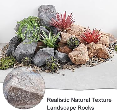 Solid Fake Rocks Outdoor Faux Rock Cover PU Foam Artificial Landscape Boulder Realistic Natural Texture Multi-Purpose Decorative Stones for Landscaping Lawns and Gardens Aqua