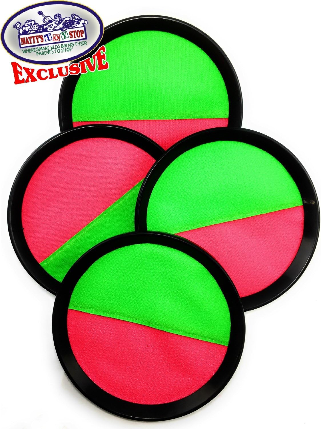 Matty's Toy Stop Deluxe Toss & Catch (Hook & Loop) Paddle Game Sports Set with 4 Paddles, 3 Balls & Storage Bag - Classic Outdoor Game, Perfect for The Beach, Backyard or in The House!
