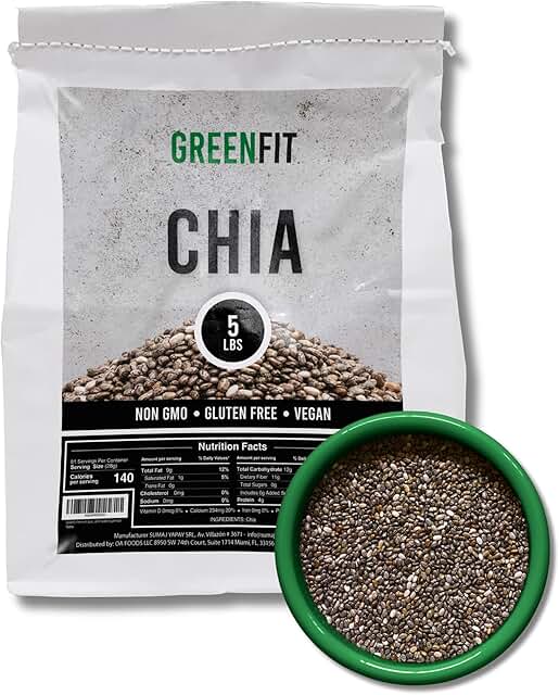 Greenfit Premium Bulk Chia (5Lbs Bag) | A+ Grade Chia | Nutrient-Packed ...