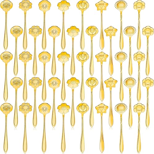 Miniatura 1 de 40 cucharas de postre de flores de acero inoxidable cucharas de azúcar cucharas de café cucharas de té pequeñas cucharas de café cuchara de bar