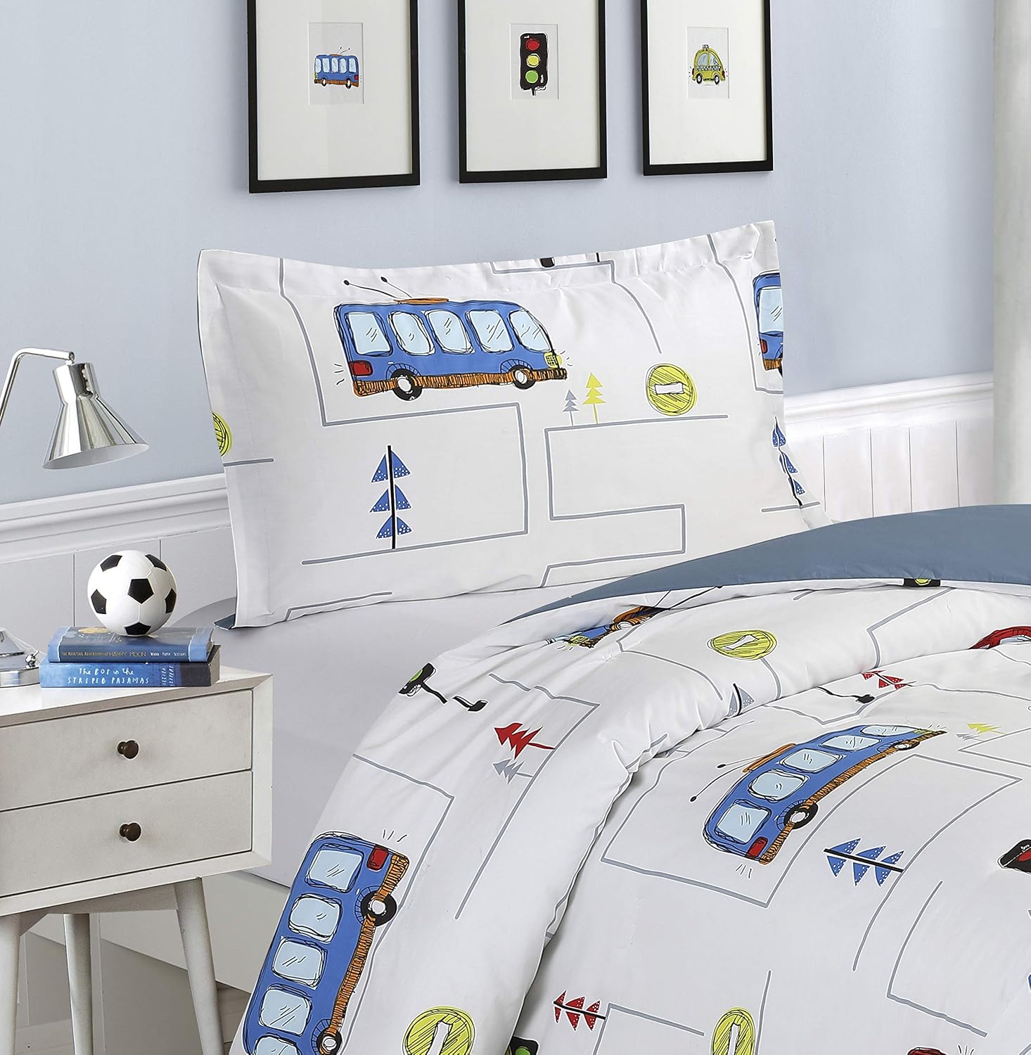 Onе-Dау Sаlе: Uр tо 60% оƒƒ KI&KA HOME Cartoon Bedding Comforter Sets, 2 Pieces Twin Comforter Sets with 1 Pillow Sham, Down Alternative Comforter with Polyester Insert, Soft Microfiber Bedding for All Seasons, White Blue