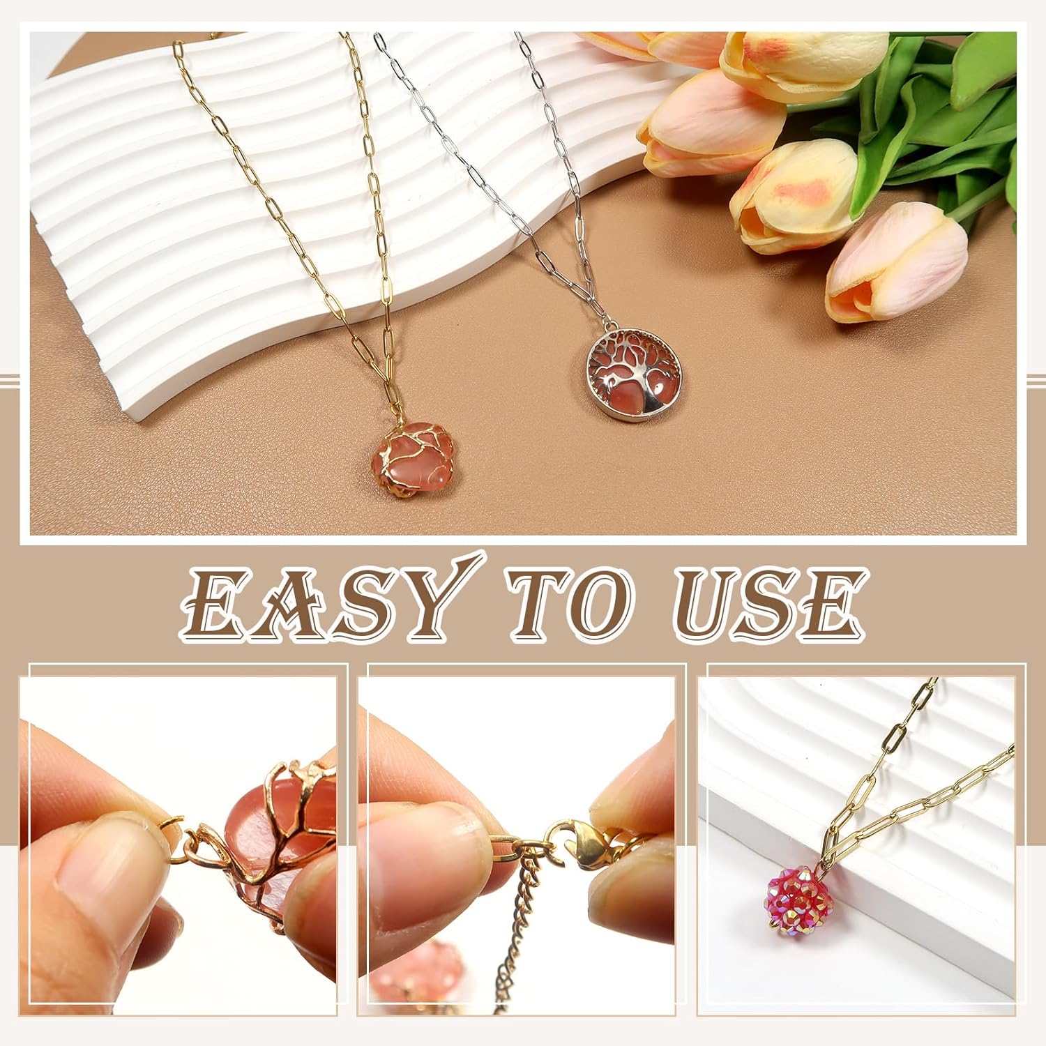 TOAOB 8pcs Stainless Steel Plated 18K Gold Chain Necklaces Kit Paperclip Chains for Adjustable Link Chain for DIY Jewelry Making Supplies Accessories - Image 5