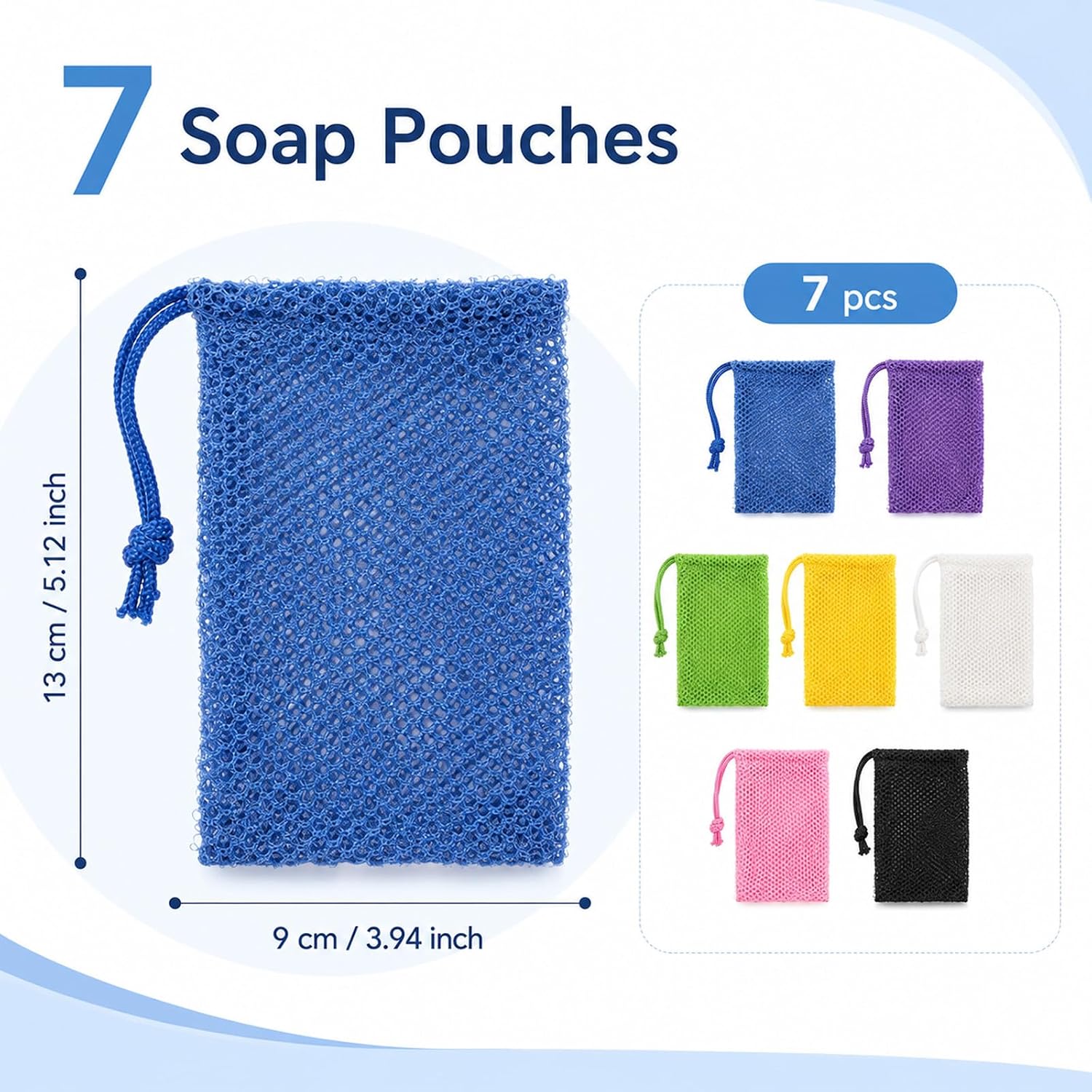 Mesh Soap Bags 7 Pack, Drawstring Travel Pouch for Bars
