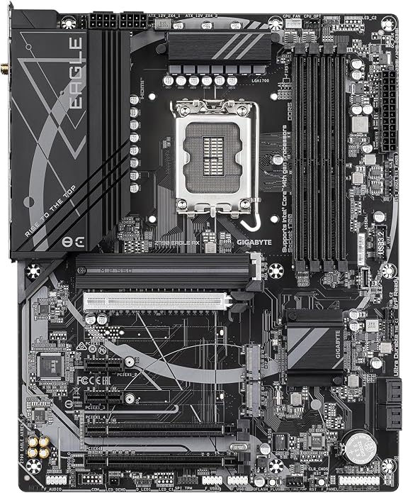 GIGABYTE Z790 Eagle AX LGA 1700 ATX Motherboard, Support Intel Core 14th/13th/12th Gen, DDR5, 12+1+1 Power Phase, 3X M.2, PCIe 5.0, USB-C 3.2, WIFI6E, 2.5GbE, Q-Flash, EZ-Latch, RGB Fusion