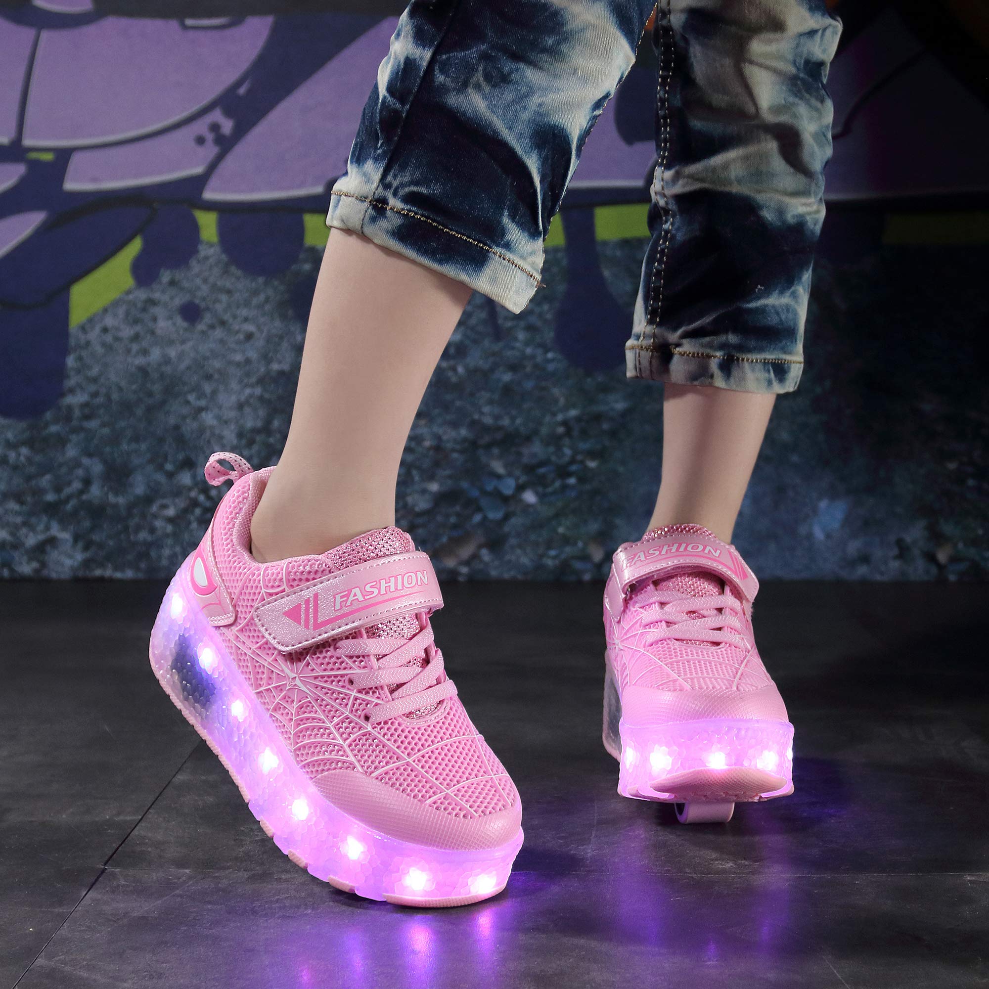 Axcer buty do jazdy na deskorolce LED migające koła automatyczne chowane wygodne buty do biegania na świeżym powietrzu 7 kolorów zmiana koloru koła gimnastyczne buty szlakowe