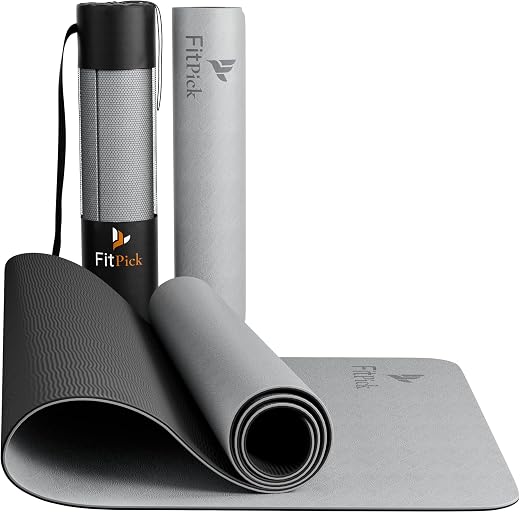 FIT PICK Pro Yoga Mat for Women &amp; Men | High Density TPE Yoga Mat with 6mm Cushion | Non-Toxic, Sweat-Resistant &amp; Double S...