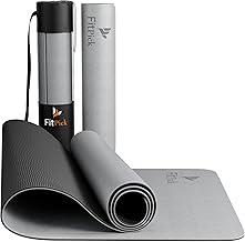 FIT PICK Pro Yoga Mat for Women & Men | High Density TPE Yoga Mat with 6mm Cushion | Non-Toxic, Sweat-Resistant & Double Sided Anti-Slip Exercise Mat | Lightweight & Portable with Carry Bag (Urban Ash)