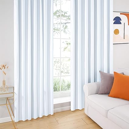 Amazon Co Jp Topfinel カーテン 遮光カーテン 遮光１級 白 遮光コーティング 厚地 無地 防音 目隠し 北欧 おしゃれ かわいい ドレープカーテン 100幅110丈 2枚組 ホワイト 洗える ホーム キッチン