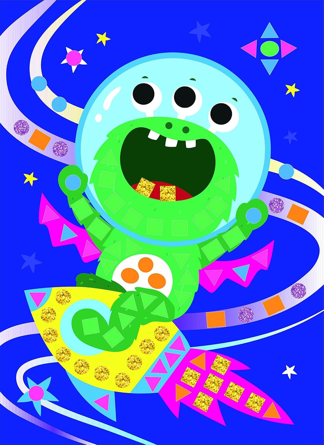 C.S. Kids Magic World Mosaic - Funky Monsters |Crafts Gifts | Educational Glitter Mosaic