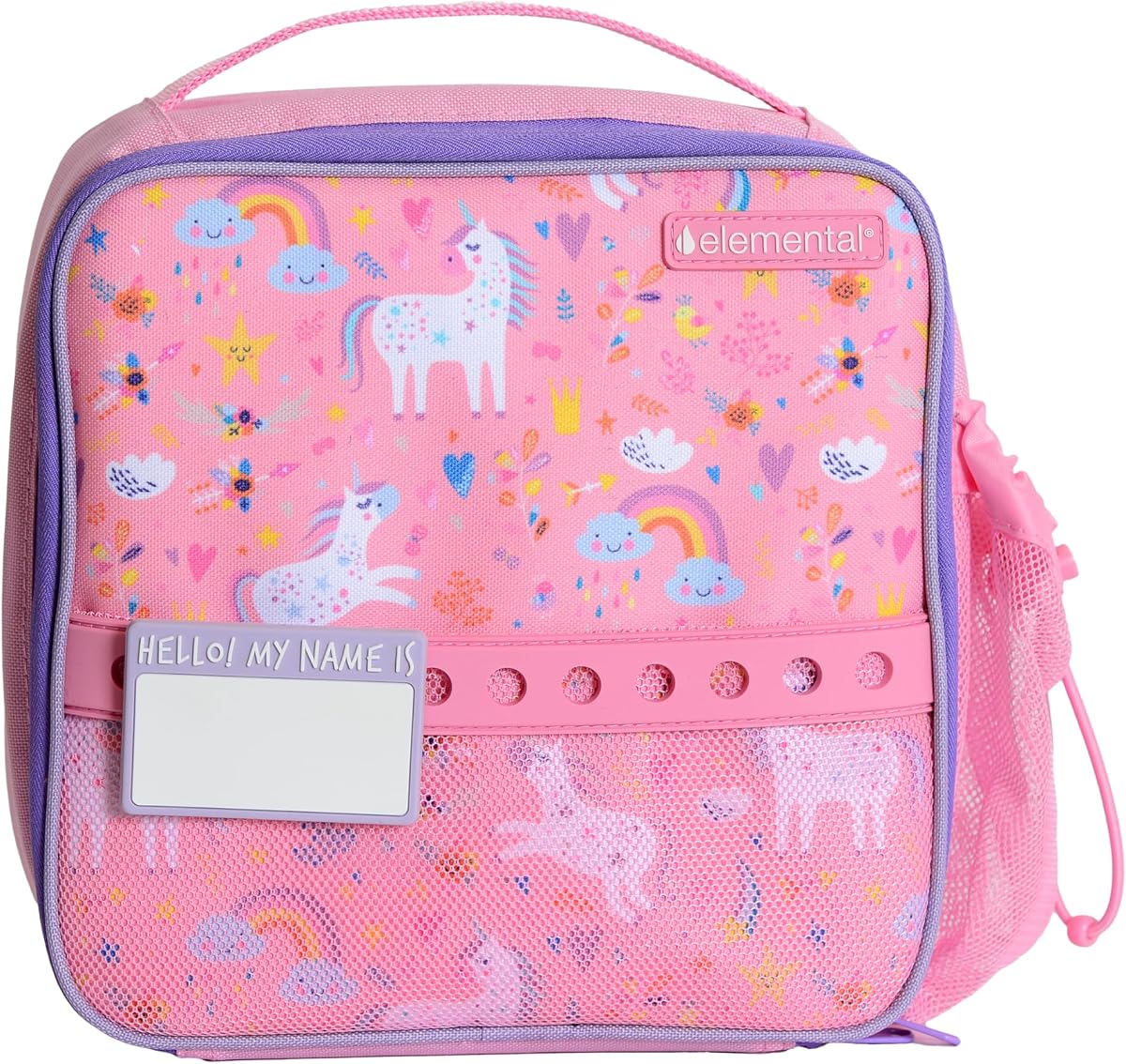 Insulated Lunch Bag for Kids, with Water Bottle Pocket & Charm Band, Fits Lunch Box, Lunch Bag for School to Keeps Food at Optimal Temperature, 3L - Unicorn