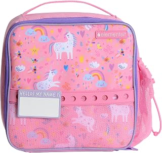 Elemental Insulated Lunch Bag for Kids, with Water Bottle Pocket & Charm Band, Fits Lunch Box, Lunch Bag for School to Keeps Food at Optimal Temperature, 3L - Unicorn