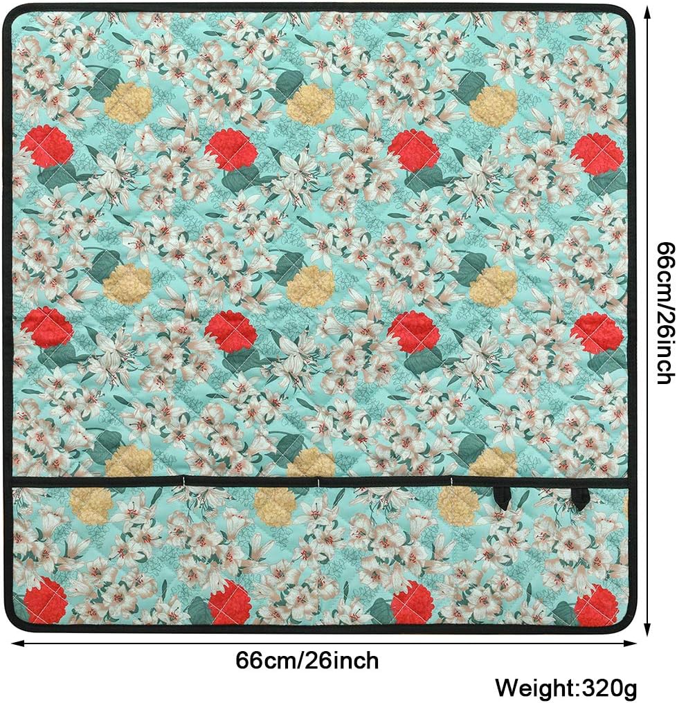 LOOEN Sewing Machine Mat Sewing Machine Pad for Table with Pockets Organizer for Sewing Machine Accessories Sewing Machine Mat(Floral)