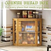 Vista 3 de Caja de pan de esquina BMOSU para encimera de cocina de doble capa de bambú, caja de pan de madera de gran capacidad (Natural, Extra Grande)