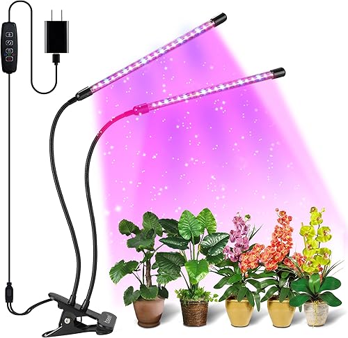 bseah Luces de cultivo para plantas de interior, luces de crecimiento de espectro completo para arranque de semillas, encendido y apagado