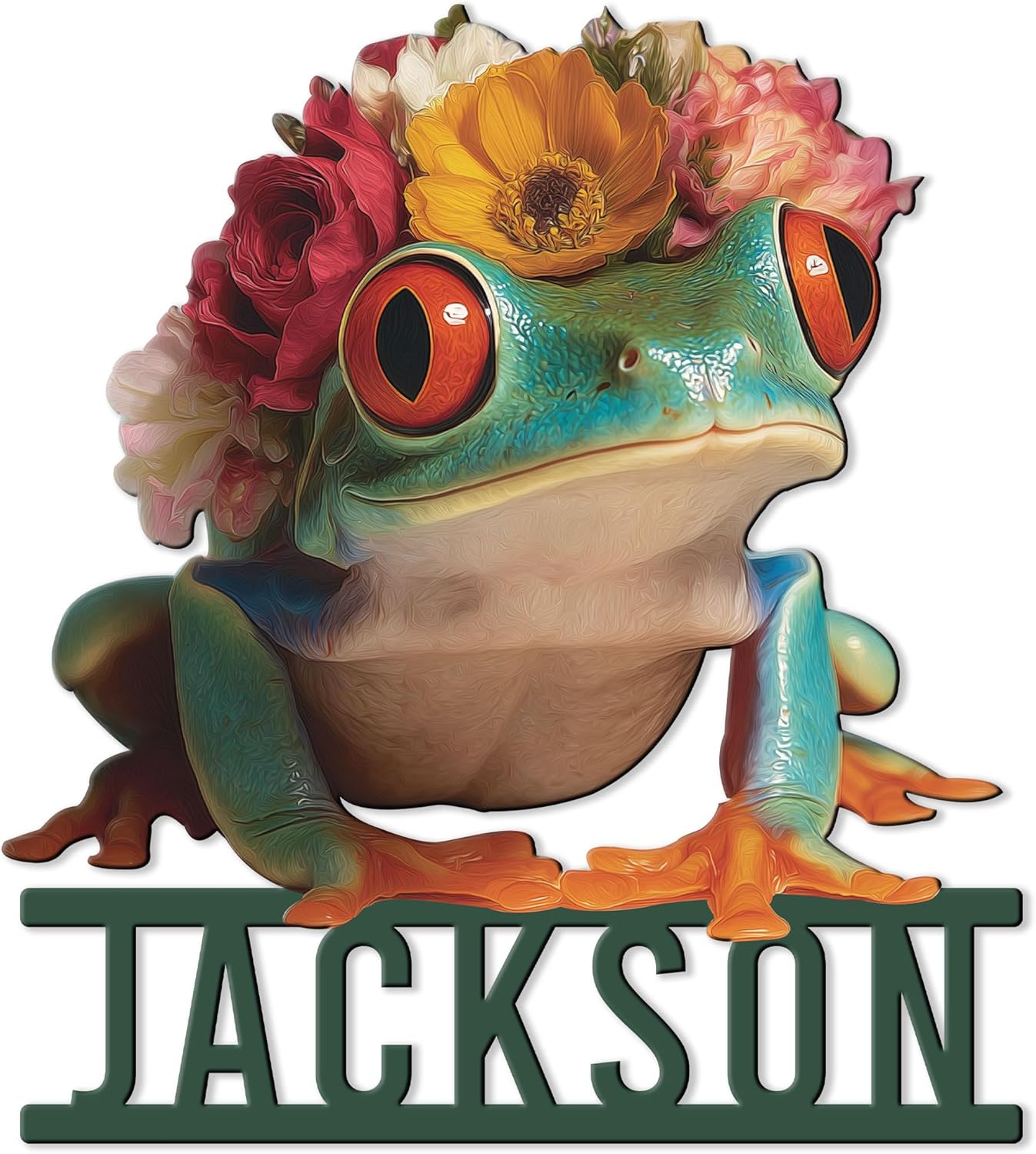 Personalized Frog Metal Sign – Custom Name Wall, Fence, Porch, Yard, Garden, Patio, Home, Office Hanging Decor – Gift for Mom, Dad, Daughter, Son, Frog Lovers, Nature Enthusiast Birthday or Holiday