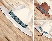 Vista 9 de Banda de sombrero estilo occidental turquesa, marrón y negro, sombrero de vaquero, cinturón ajustable de sombrero Fedora, bandas de sombrero